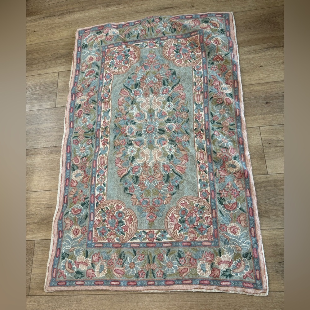 Floral throw blanket rug or wall hanging.